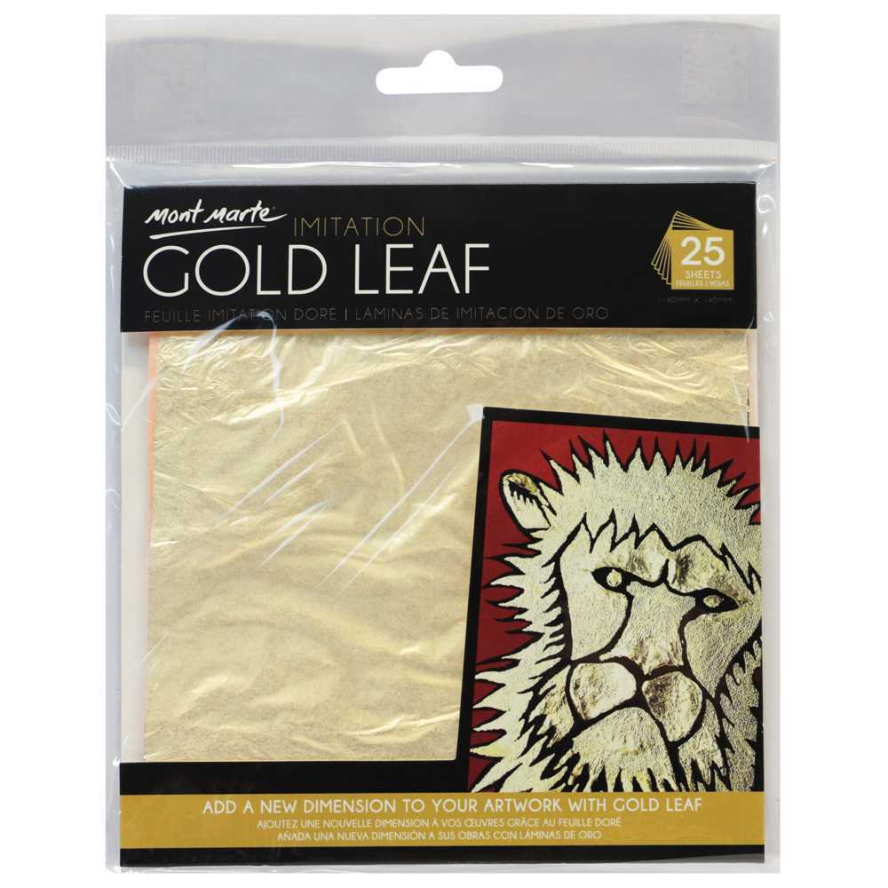 Gold Leaf Kit Finest Italian Gold Leaf Qty. 25 Sheets 14cm x 14cm.